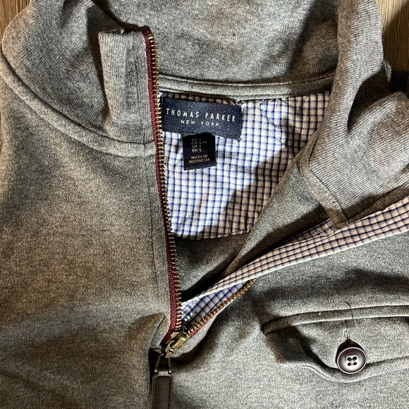 Thomas Parker NY 100% Cotton Quarter Zip Grey Sweater Shirt - Picture 2 of 6